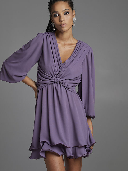 Mini Abendkleid mit Rüschen Amethyst Purple