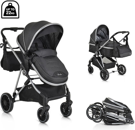 Moni Kali Verstellbar 2 in 1 Baby Kinderwagen Geeignet für Neugeborene Schwarz