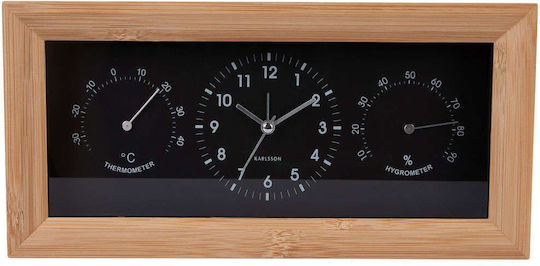 Karlsson Tischuhr mit Zeigern Holz mit Wecker Weiß 2585925BK