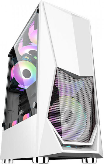 1STPLAYER DK-3 Gaming Midi Tower Computer Case with Side Window and RGB Lighting White