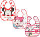 Alouette Minnie Mouse Αδιάβροχη Σαλιάρα Πλαστική με Αυτοκόλλητο & Τσέπη Πολύχρωμη για 6 m+ 3τμχ