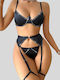 Senses Unterwäsche-Set für Damen BH mit Zeichenfolge Black