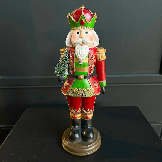 Decorativ Nutcracker de Crăciun Ceramic Roșu Înălțime 32cm.