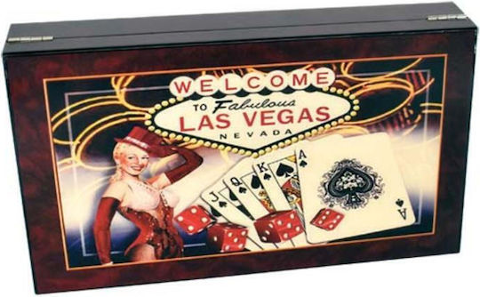Wooden Box Las Vegas 300 Chips 11.5gr & 2 Modiano Decks 86.04.268