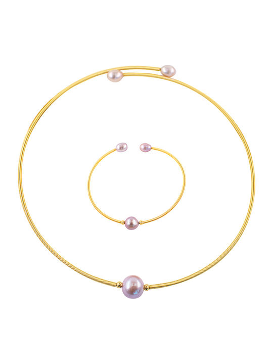 Margaritari Set mit Halskette & Armband Vergold...