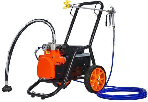 OMS Electric Paint Spray Gun Large Surfaces 1700 W Power 3.5 L Container Capacity 207 Bar Hose Length 9 M Flow Control 2 X Large Wheels