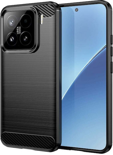 Techsuit Carbon Umschlag Rückseite Silikon Schwarz (Xiaomi 15)