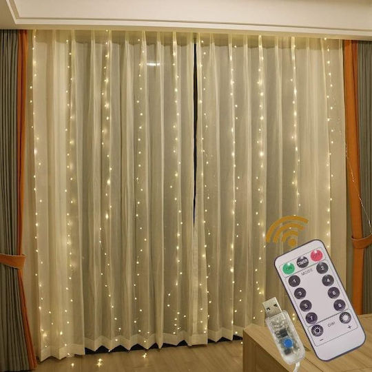 Λαμπάκια LED 3μ. x 200εκ. Λευκά USB τύπου Κουρτίνα