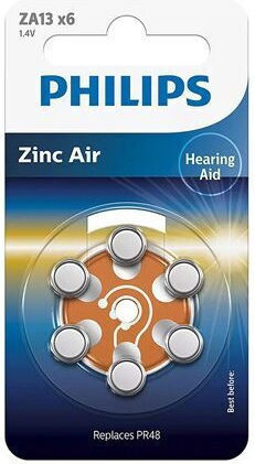 Philips Hearing Aid Batteries 13 1.4V 6pcs