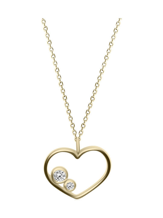 Ekan Vs2 H Necklace with design Heart from Gold 14K with Diamond