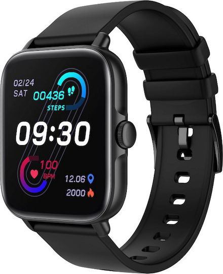 Techno Black Smartwatch Idealstore Full Hd 1.7 Inch Screen 280x280 Resolution Blood Pressure Heart Rate Monitoring Ip67 Water Resistant Bluetooth Call Answering Multi-sport Mode Android Ios Operating System