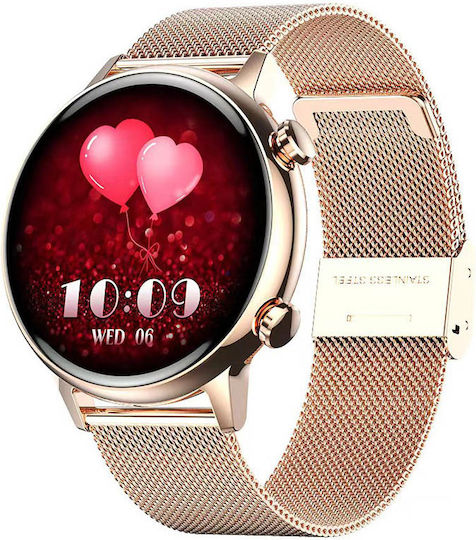 Live On Smartwatch Idealstore 1.1 Inch Hd Amoled Screen Bluetooth Call Message Notifications Nfc Heart Rate Sleep Monitoring Voice Assistant Built-in Speaker Microphone Ip68 Alarm Android-ios Long Battery Metal Gold Edition