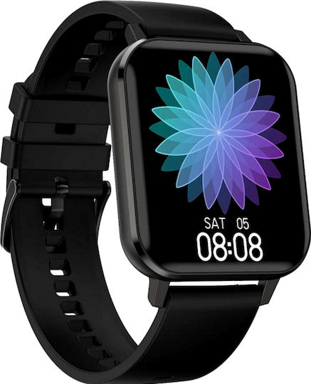 Ceas inteligent Dt Max Idealstore Ecran tactil IPS Notificări apeluri și mesaje Vibrații Monitorizare ritm cardiac EKG Tensiune arterială Oxigen în sânge IP 68 Pedometrul Negru Silicon Culoare