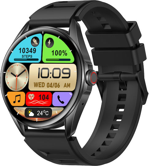 Delta Pro Smartwatch Idealstore 1.43" Amoled Touch Screen Android iOS Speaker Bluetooth Call Alarm Weather Voice Assistant Fitness Tracker Women's Function Heart Rate Monitor Blood Pressure Monitor SpO2 Oximeter Multi-Sport Black