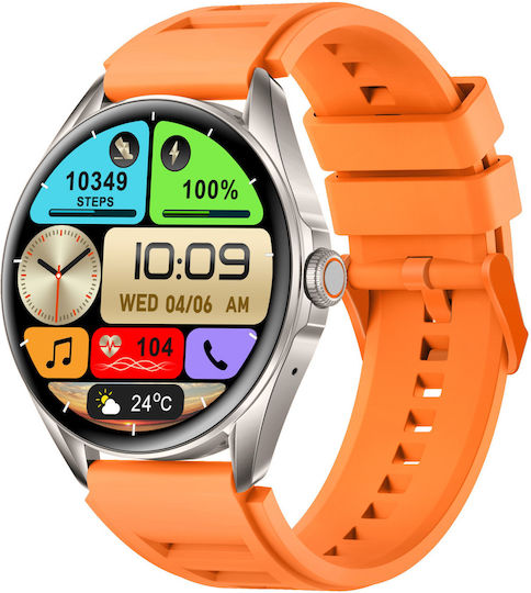 Delta Pro Smartwatch Idealstore 1.43" Amoled тъчскрийн Android Ios високоговорител Bluetooth обаждане аларма време гласов асистент фитнес тракер женска функция монитор на сърдечната честота монитор на кръвното налягане SpO2 оксиметър мулти-спорт оранжев