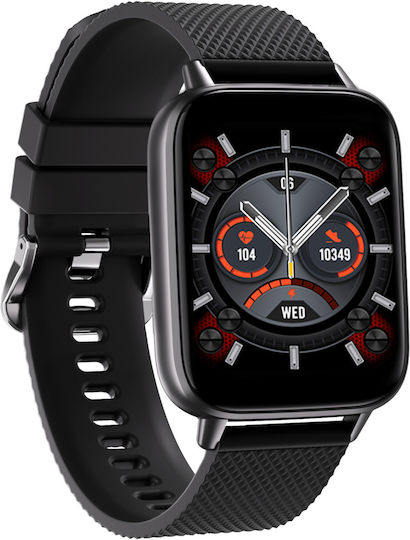 Smartwatch Idealstore Upbest23 Apple Bluetooth Difuzor Încorporat Microfon Asistent Vocal NFC Multi-sport Monitorizare Ritm Cardiac Oxigen Termometru Ecran HD Sticlă Curbată Blocare cu Parolă Baterie 200mAh Culoare Negru