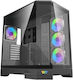 DQX90 Gaming Midi Tower Computer Case with Side Window and RGB Lighting Black
