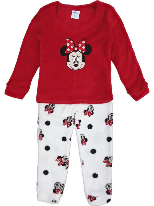 Disney Pijama pentru copii De iarnă Fleece Coral Red, White Minnie