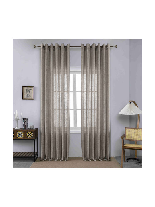 My Home Luxury Κουρτίνα με Τρουκς Καφέ 270x275εκ.