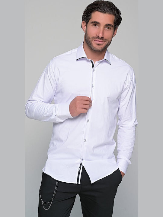 Vitolo Long-sleeved Cotton Shirt White