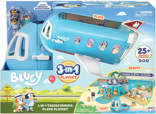 Giochi Preziosi Bluey 3-in-1 Miniatur-Spaßspielzeug Flugzeug für 3+ Jahre