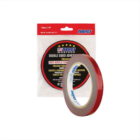 Abro Ds-gry-red-24-5 Double-Sided Foam Tape Red-Grey 24mm X 5m