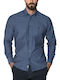 Long-sleeved Cotton Shirt Blue
