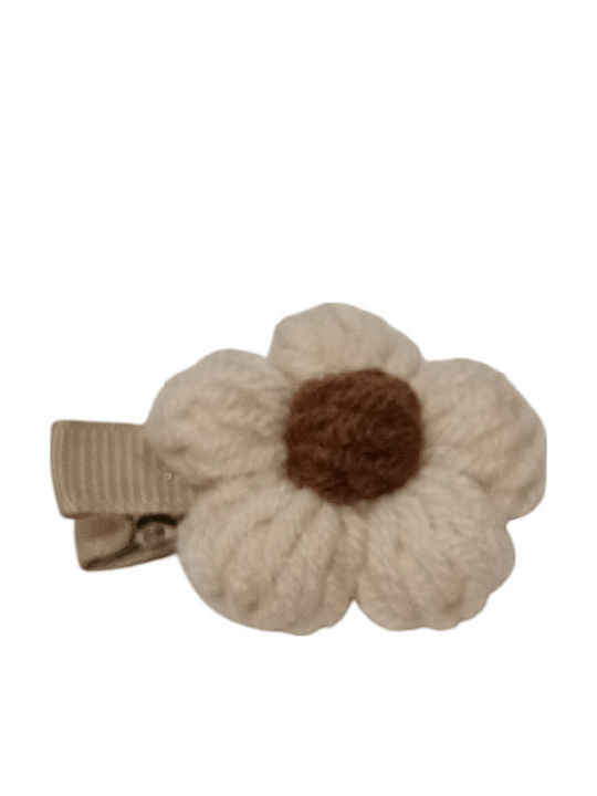 Kinder Haarspange Blume in Beige Farbe