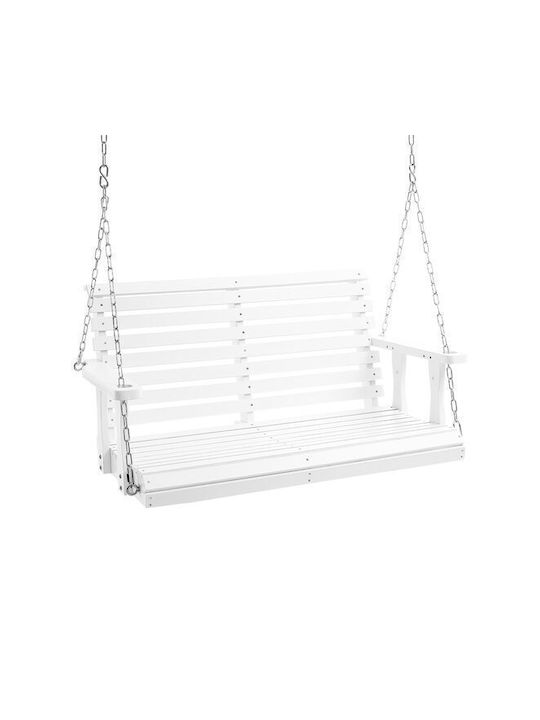 Leagăn din lemn de cedru pentru 2 persoane cu lanțuri albe și accesorii de montare 1240x710x600 mm max 362 kg