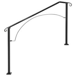 Balustradă din fier forjat 4-5 trepte Vivatechnix Înălțime 1100 mm Lungime 1694 mm Poziții ajustabile Negru mat