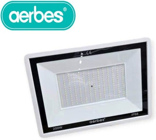 Aerbes Στεγανός Ηλιακός Προβολέας LED 200W Ψυχρό Λευκό 6500K IP66