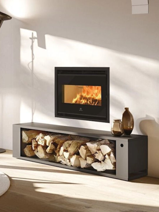 Edilkamin Wood Cassette Fireplace Insert with Straight Window