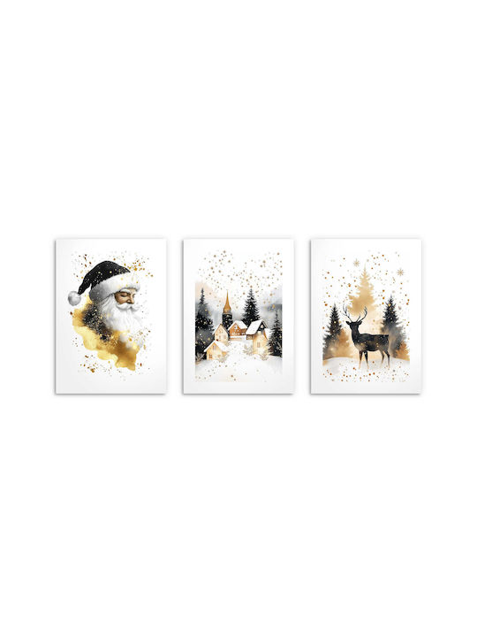 Wandposter Wohnzimmer Weihnachten Weihnachtsmann Winterlandschaft 3x50x70