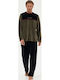 Guy Laroche Men's Winter Velvet Pajamas Set Khaki/black