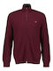 Cotton Men's Knitted Cardigan with Zipper Wine Red