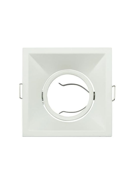 Reflectoare cu Ramă Pătrată Albă Meyan-s Mr16 Culoare Albă 90x90mm Aluminiu