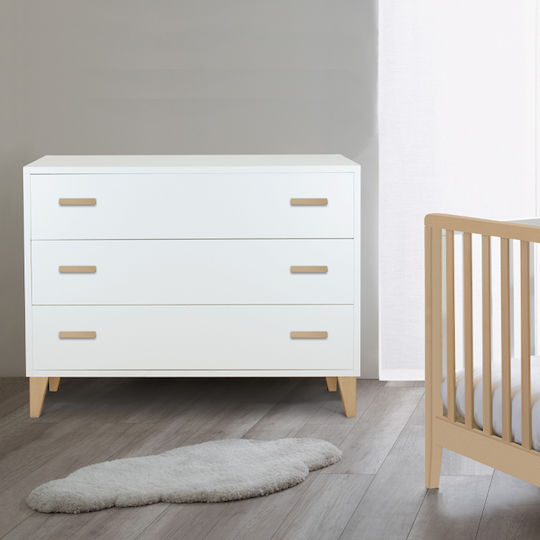 Baby Kommode mit 3 Schubladen Weiß 115x51x85cm