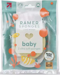 Ramer Sponges Baby Bath Sponges Yellow-White 2pcs
