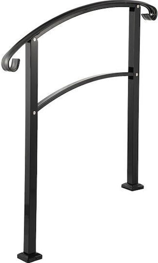 Wrought Iron Railing 1-3 Steps Vivatechnix Height 106 Cm Length 100 Cm Adjustable Positions Matte Black