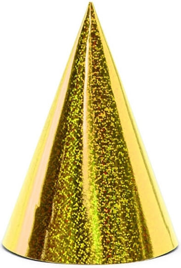 Gold Holographic Party Hats 6 Pcs