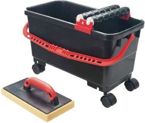 Strend Pro Plastic Mop Bucket with Wheels Capacity 24lt Black