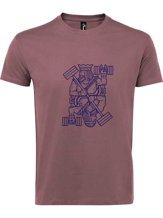 Powerlifting King Minimal Design T-shirt Rosa B...