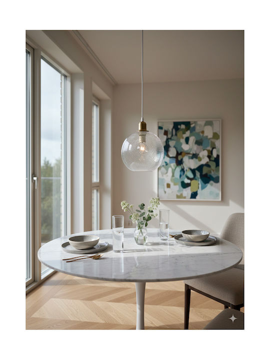GloboStar Wire Pendant Light White Grid with Socket E27 29x29x90cm