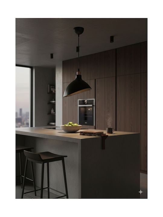 GloboStar Rive Pendant Light Black Bell with Socket E27 22x22x83cm