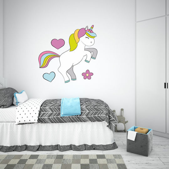 Παιδικό Αυτοκόλλητο Τοίχου Happy Unicorn Αντίστροφη Κατεύθυνση Μέσα Τζάμι