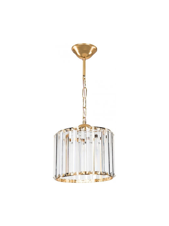 GloboStar Glamorous Hängelampe Gold mit Kristallen für Fassung E27 20x20x45cm.