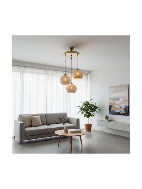 GloboStar Yasam Pendant Light Beige Boho with Rope for Socket E27 35x35x80cm