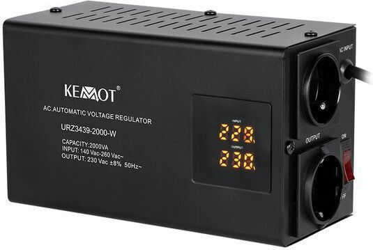 Stabilizator de Tensiune Automat 2000 Va 1400 W 2 X Schuko 150 270 V Ac Monofazat 117 X 197 X 90 Mm