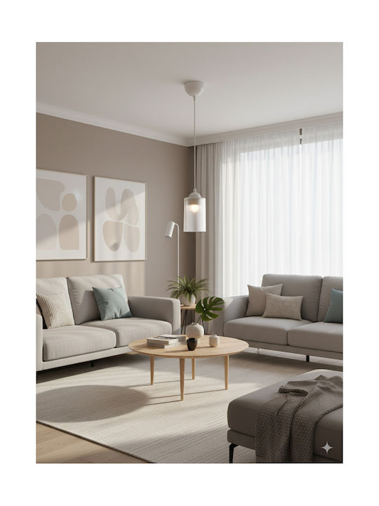 GloboStar Torus Pendant Light White Bell with Socket E27 10x10x77cm