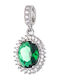 Charm Rosetă Din Argint Cu Zircon Verde